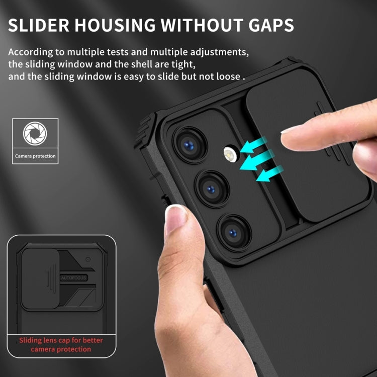 For Samsung Galaxy S25 5G Stereoscopic Holder Sliding Camshield Phone Case(Black) by buy2fix