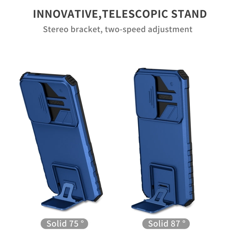 For Samsung Galaxy S25 5G Stereoscopic Holder Sliding Camshield Phone Case(Blue) by buy2fix