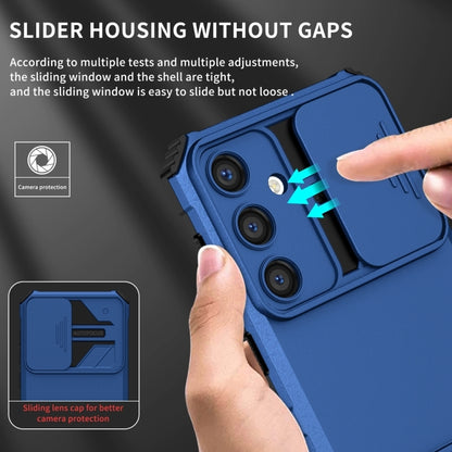 For Samsung Galaxy S25 5G Stereoscopic Holder Sliding Camshield Phone Case(Blue) by buy2fix