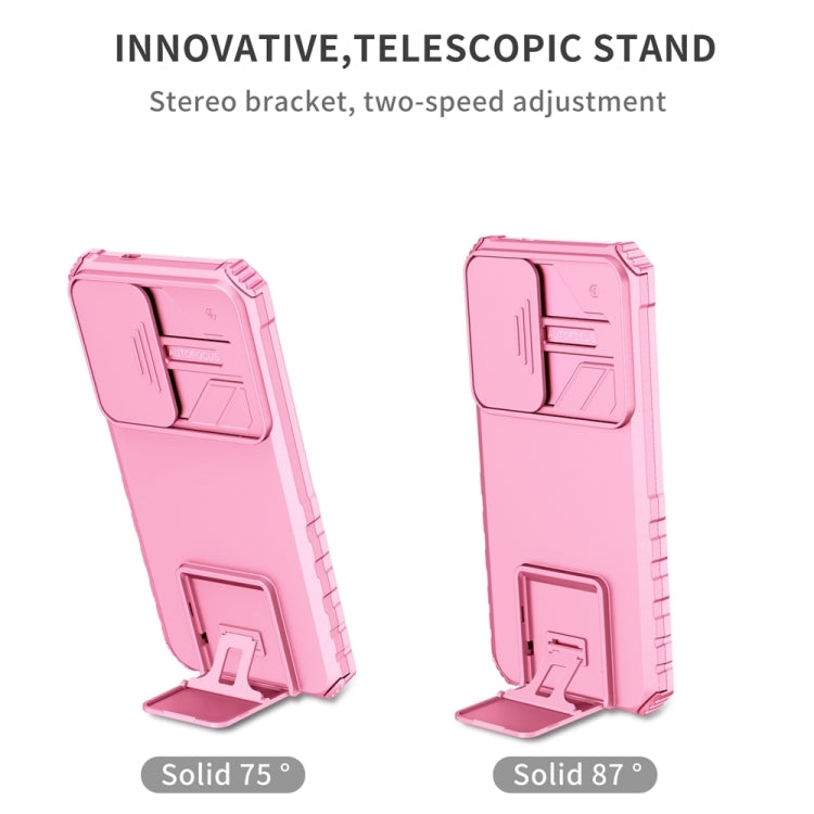 For Samsung Galaxy S25+ 5G Stereoscopic Holder Sliding Camshield Phone Case(Pink) by buy2fix