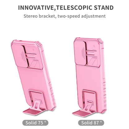 For Samsung Galaxy S25+ 5G Stereoscopic Holder Sliding Camshield Phone Case(Pink) by buy2fix