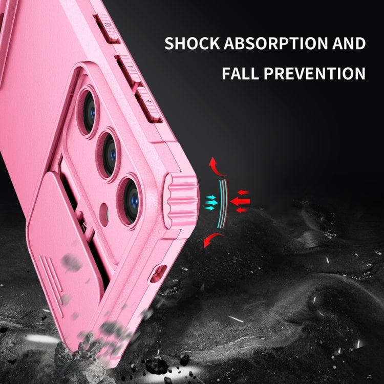 For Samsung Galaxy S25+ 5G Stereoscopic Holder Sliding Camshield Phone Case(Pink) by buy2fix