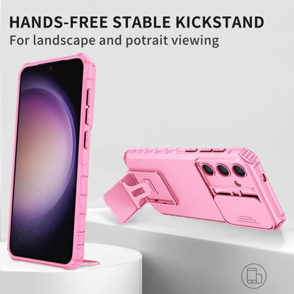 For Samsung Galaxy S25+ 5G Stereoscopic Holder Sliding Camshield Phone Case(Pink) by buy2fix