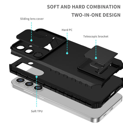 For Samsung Galaxy S25+ 5G Stereoscopic Holder Sliding Camshield Phone Case(Black) by buy2fix