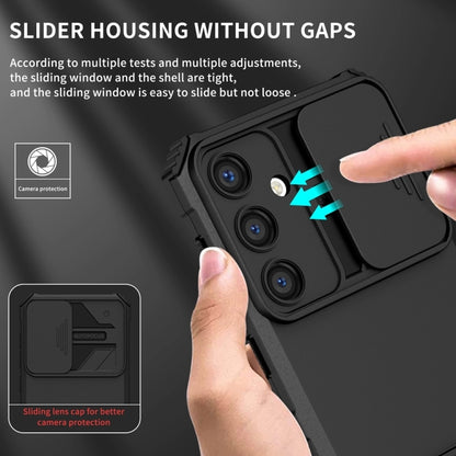 For Samsung Galaxy S25+ 5G Stereoscopic Holder Sliding Camshield Phone Case(Black) by buy2fix