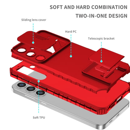For Samsung Galaxy S25+ 5G Stereoscopic Holder Sliding Camshield Phone Case(Red) by buy2fix