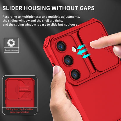 For Samsung Galaxy S25+ 5G Stereoscopic Holder Sliding Camshield Phone Case(Red) by buy2fix