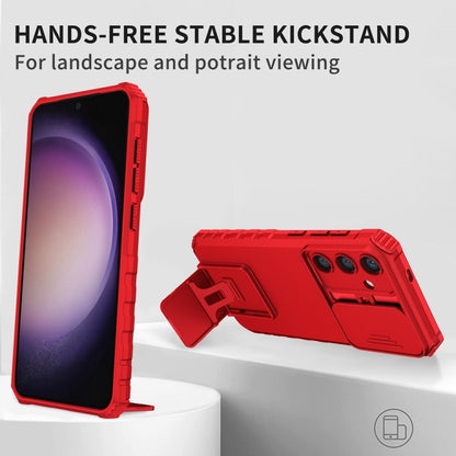 For Samsung Galaxy S25+ 5G Stereoscopic Holder Sliding Camshield Phone Case(Red) by buy2fix