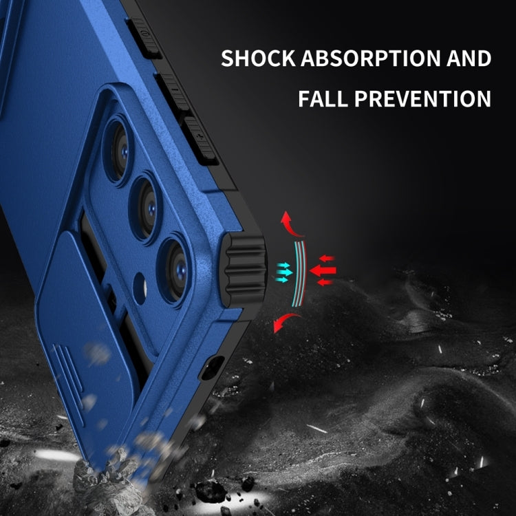 For Samsung Galaxy S25+ 5G Stereoscopic Holder Sliding Camshield Phone Case(Blue) by buy2fix