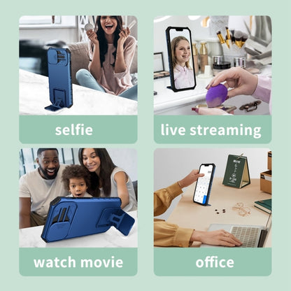 For Samsung Galaxy S25+ 5G Stereoscopic Holder Sliding Camshield Phone Case(Blue) by buy2fix