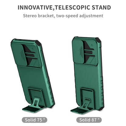 For Samsung Galaxy S25+ 5G Stereoscopic Holder Sliding Camshield Phone Case(Green) by buy2fix