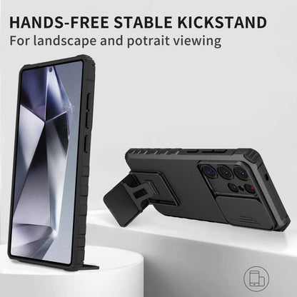 For Samsung Galaxy S25 Ultra 5G Stereoscopic Holder Sliding Camshield Phone Case(Black) by buy2fix