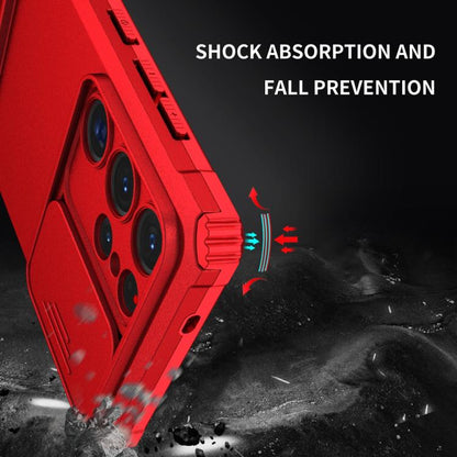 For Samsung Galaxy S25 Ultra 5G Stereoscopic Holder Sliding Camshield Phone Case(Red) by buy2fix