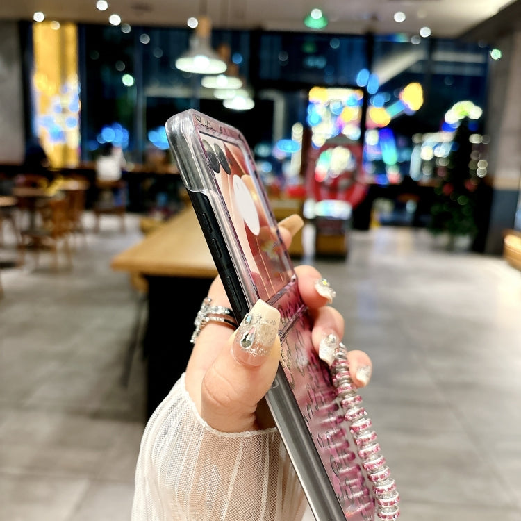 For Motorola Razr 50 Feather Leopard Pattern Integrated Phone Case with Bracelet(Brown) by buy2fix