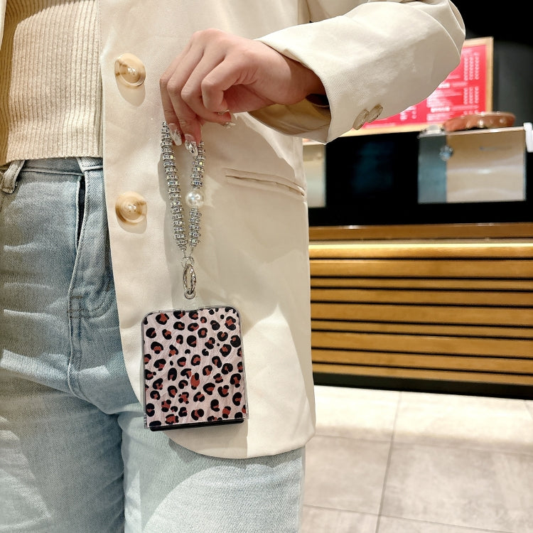 For Motorola Razr 50 Feather Leopard Pattern Integrated Phone Case with Bracelet(Brown) by buy2fix