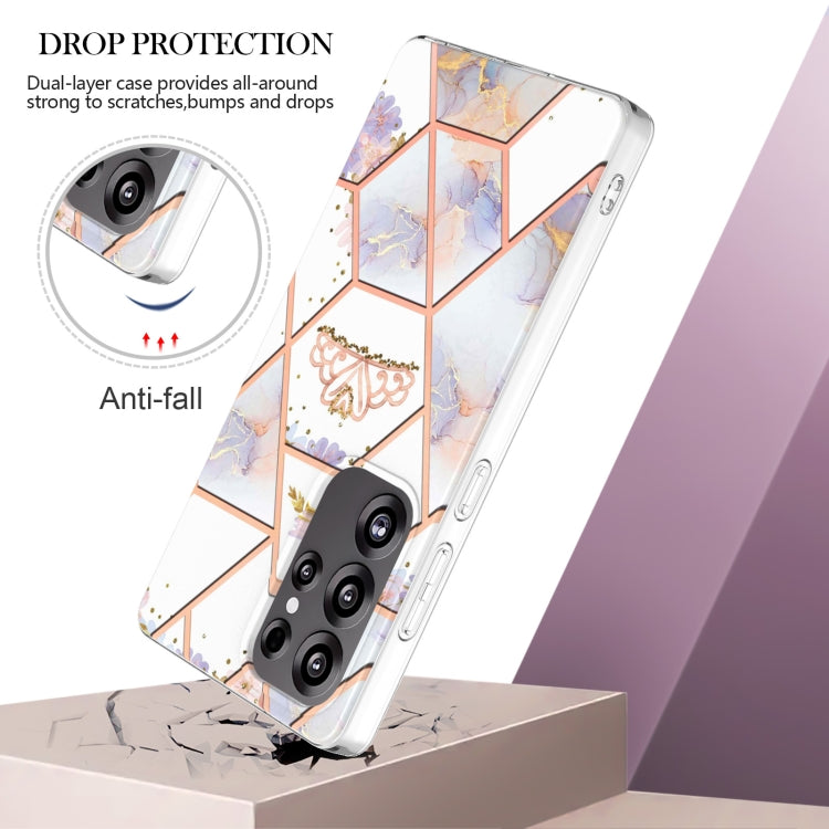 For Samsung Galaxy S25 Ultra 5G Splicing Marble Flower IMD TPU Phone Case(Crown) by buy2fix