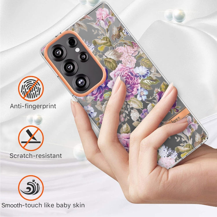 For Samsung Galaxy S25 Ultra 5G Flowers and Plants Series IMD TPU Phone Case(Purple Peony) by buy2fix