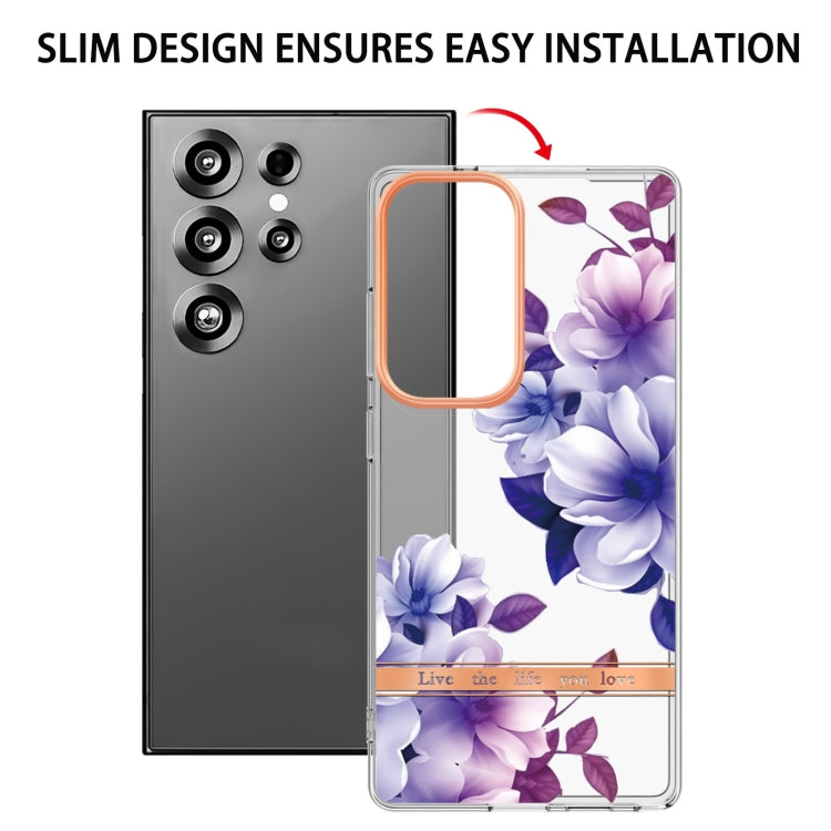 For Samsung Galaxy S25 Ultra 5G Flowers and Plants Series IMD TPU Phone Case(Purple Begonia) by buy2fix