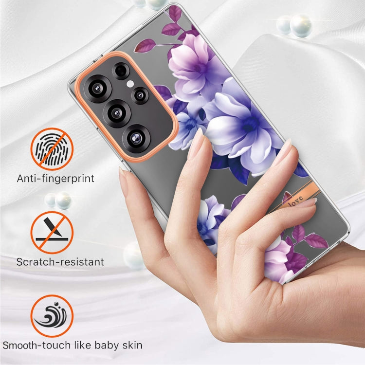 For Samsung Galaxy S25 Ultra 5G Flowers and Plants Series IMD TPU Phone Case(Purple Begonia) by buy2fix
