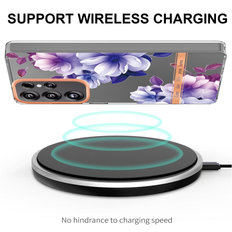 For Samsung Galaxy S25 Ultra 5G Flowers and Plants Series IMD TPU Phone Case(Purple Begonia) by buy2fix