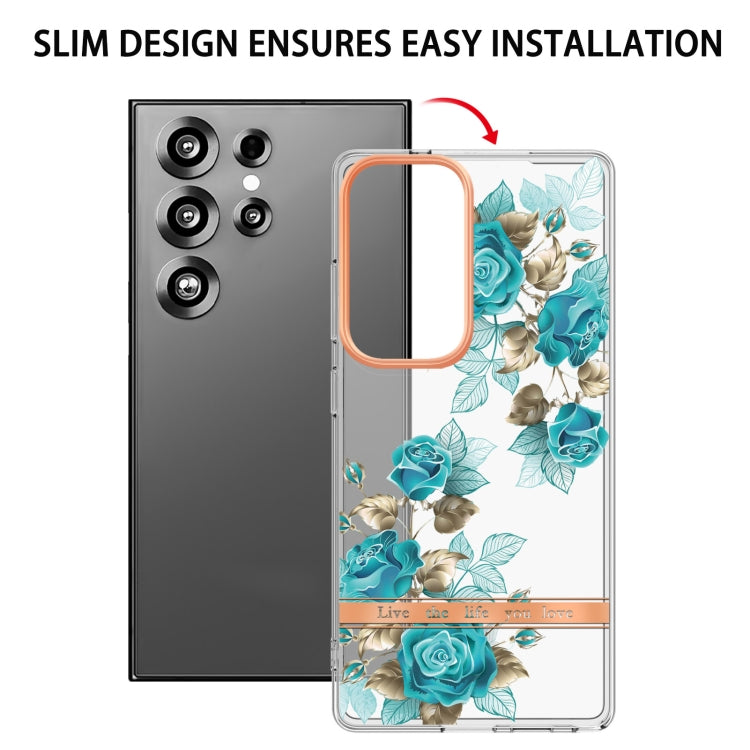 For Samsung Galaxy S25 Ultra 5G Flowers and Plants Series IMD TPU Phone Case(Blue Rose) by buy2fix