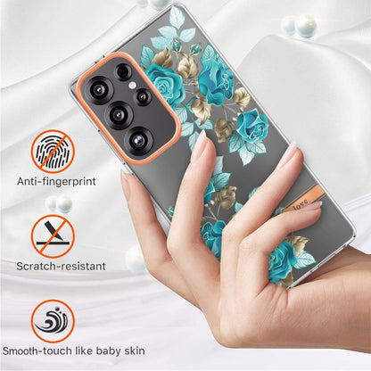 For Samsung Galaxy S25 Ultra 5G Flowers and Plants Series IMD TPU Phone Case(Blue Rose) by buy2fix