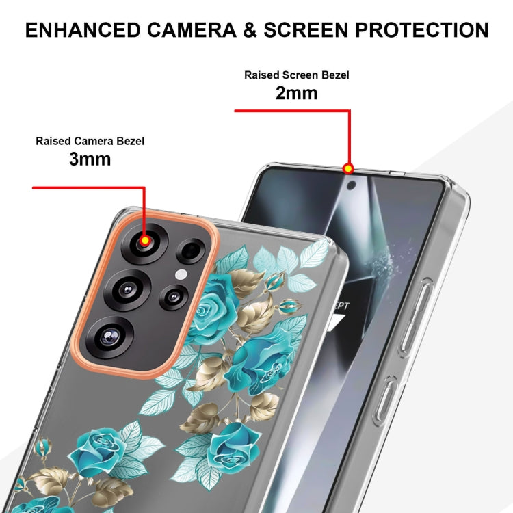 For Samsung Galaxy S25 Ultra 5G Flowers and Plants Series IMD TPU Phone Case(Blue Rose) by buy2fix