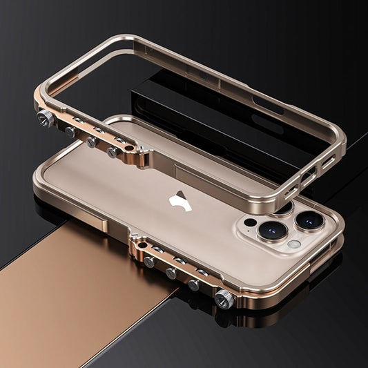 For iPhone 16 Pro Max Mechanical Armor Creative Metal Frame Aluminum Alloy Phone Case(Gold) - iPhone 16 Pro Max Cases by buy2fix | Online Shopping UK | buy2fix