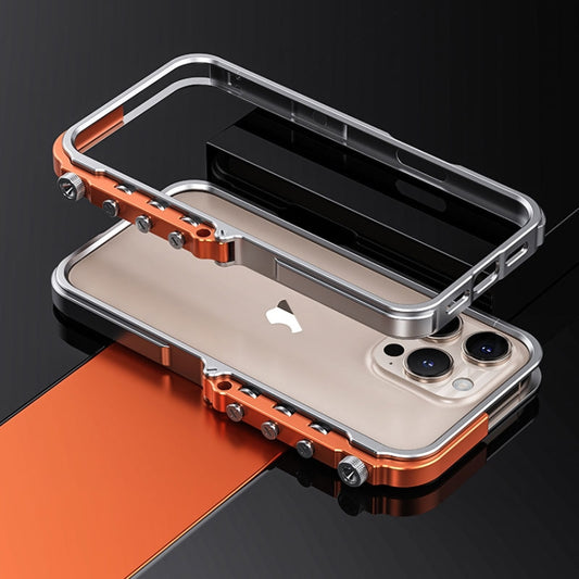 For iPhone 16 Pro Mechanical Armor Creative Metal Frame Aluminum Alloy Phone Case(Silver) - iPhone 16 Pro Cases by buy2fix | Online Shopping UK | buy2fix