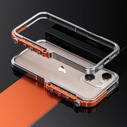 For iPhone 15 Mechanical Armor Creative Metal Frame Aluminum Alloy Phone Case(Silver) - iPhone 15 Cases by buy2fix | Online Shopping UK | buy2fix