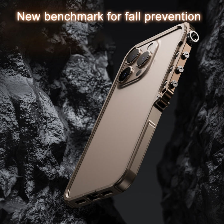 For iPhone 16 Pro Mechanical Armor Creative Metal Frame Aluminum Alloy Phone Case(Gold) - iPhone 16 Pro Cases by buy2fix | Online Shopping UK | buy2fix