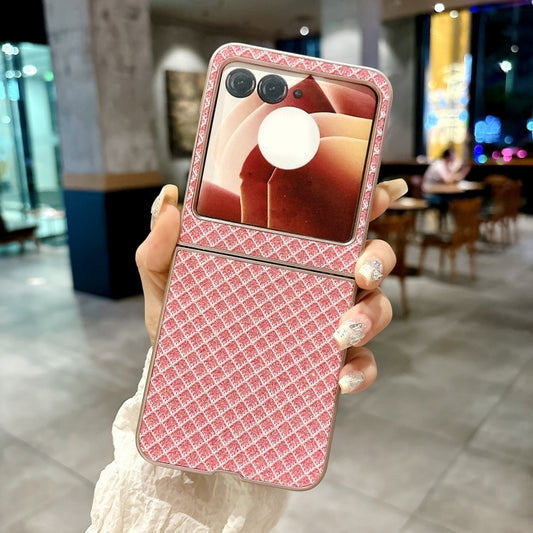 For Motorola Razr 50 Ultra Sparkling Diamond Rhombus PC Phone Case(Pink) by buy2fix