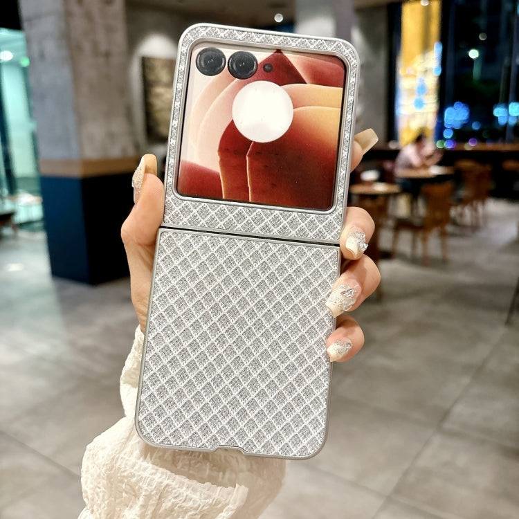 For Motorola Razr 50 Ultra Sparkling Diamond Rhombus PC Phone Case(Silver) by buy2fix