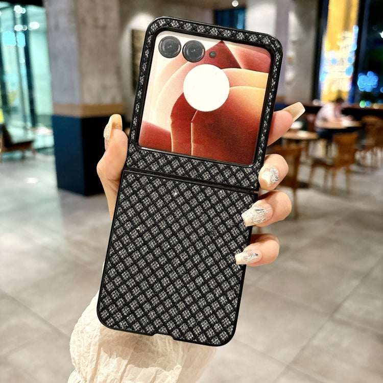 For Motorola Razr 50 Ultra Sparkling Diamond Rhombus PC Phone Case(Black) by buy2fix