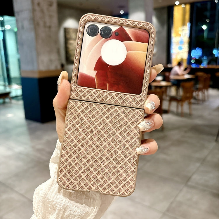 For Motorola Razr 50 Ultra Sparkling Diamond Rhombus PC Phone Case(Gold) by buy2fix