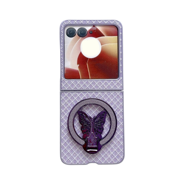 For Motorola Razr 50 Sparkling Diamond Rhombus PC Phone Case with Holder(Purple) by buy2fix