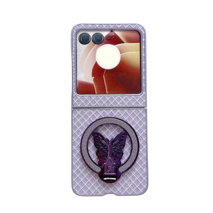 For Motorola Razr 50 Sparkling Diamond Rhombus PC Phone Case with Holder(Purple) by buy2fix