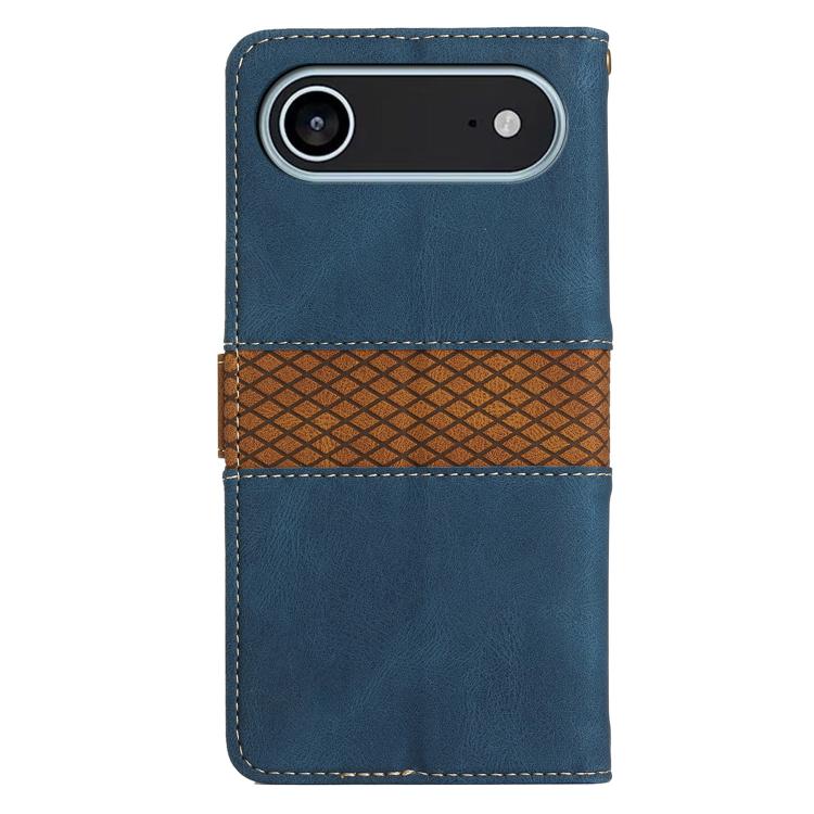 For iPhone Air Grid Stitching Leather Phone Case with Lanyard(Blue) - iPhone Air Cases by buy2fix | Online Shopping UK | buy2fix