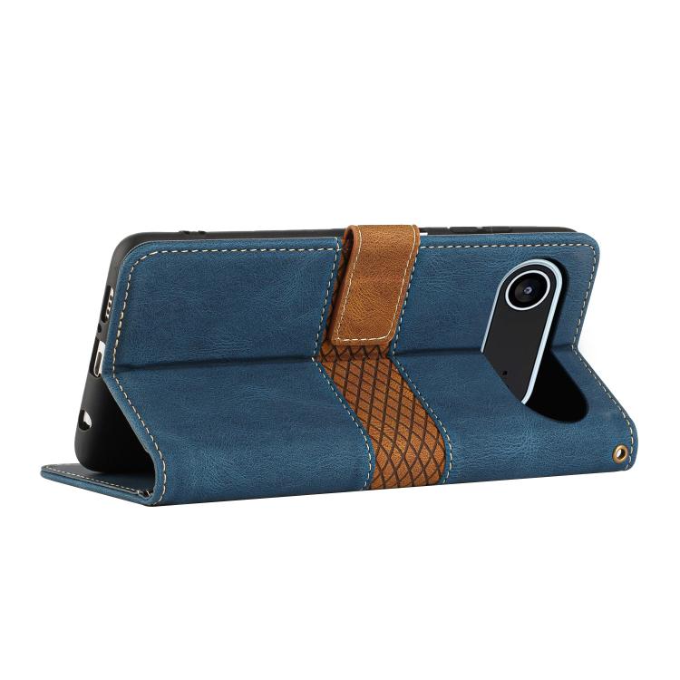For iPhone Air Grid Stitching Leather Phone Case with Lanyard(Blue) - iPhone Air Cases by buy2fix | Online Shopping UK | buy2fix