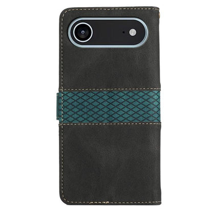 For iPhone Air Grid Stitching Leather Phone Case with Lanyard(Black) - iPhone Air Cases by buy2fix | Online Shopping UK | buy2fix