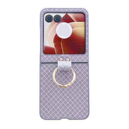 For Motorola Razr 50 Ultra Sparkling Diamond Rhombus PC Phone Case with Ring(Purple) by buy2fix