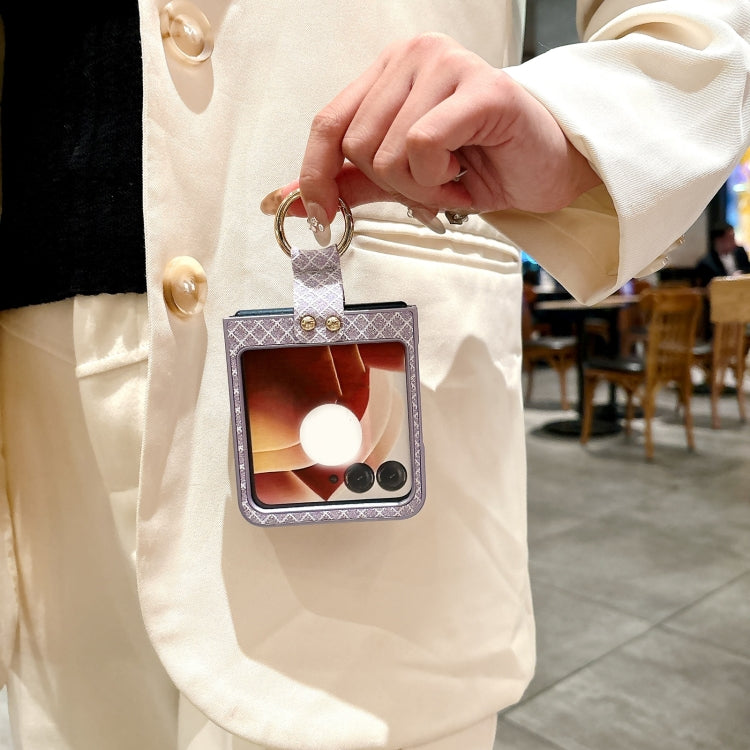 For Motorola Razr 50 Ultra Sparkling Diamond Rhombus PC Phone Case with Ring(Purple) by buy2fix