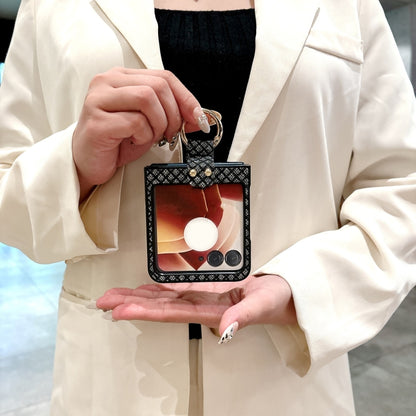 For Motorola Razr 50 Ultra Sparkling Diamond Rhombus PC Phone Case with Ring(Black) by buy2fix