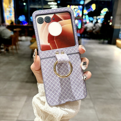 For Motorola Razr 50 Sparkling Diamond Rhombus PC Phone Case with Ring(Purple) by buy2fix