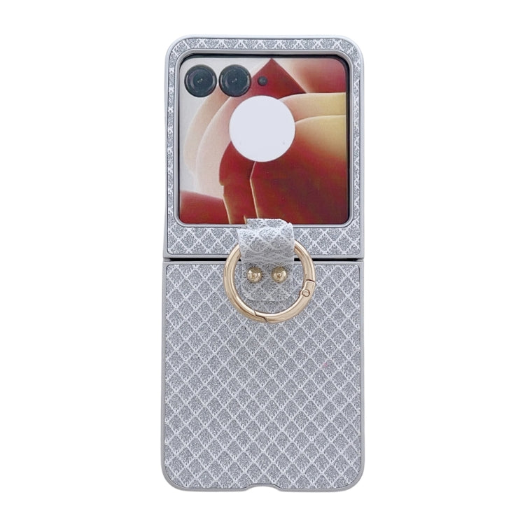 For Motorola Razr 50 Sparkling Diamond Rhombus PC Phone Case with Ring(Silver) by buy2fix