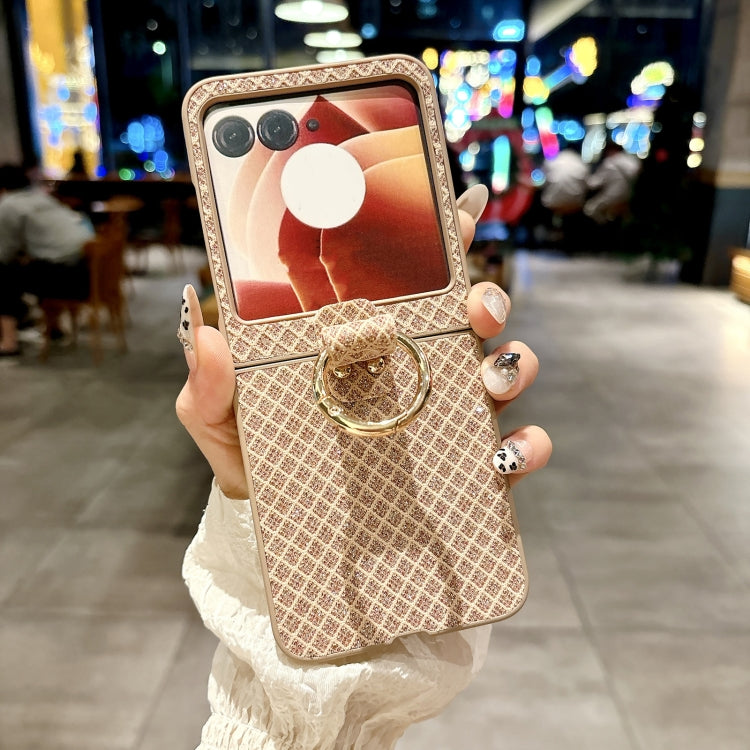 For Motorola Razr 50 Sparkling Diamond Rhombus PC Phone Case with Ring(Gold) by buy2fix