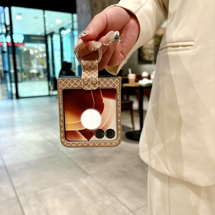 For Motorola Razr 50 Sparkling Diamond Rhombus PC Phone Case with Ring(Gold) by buy2fix