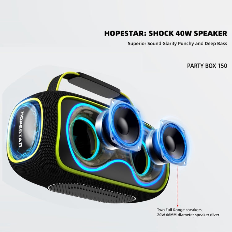 HOPESTAR Party Box 150 40W Outdoor Portable IPX5 Waterproof Bluetooth Speaker(Dark Green) - Waterproof Speaker by HOPESTAR | Online Shopping UK | buy2fix