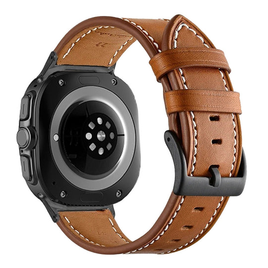 For Galaxy Watch Ultra2 2026 / 2025 / 1 2024 Black Buckle Genuine Leather Watch Band(Brown)