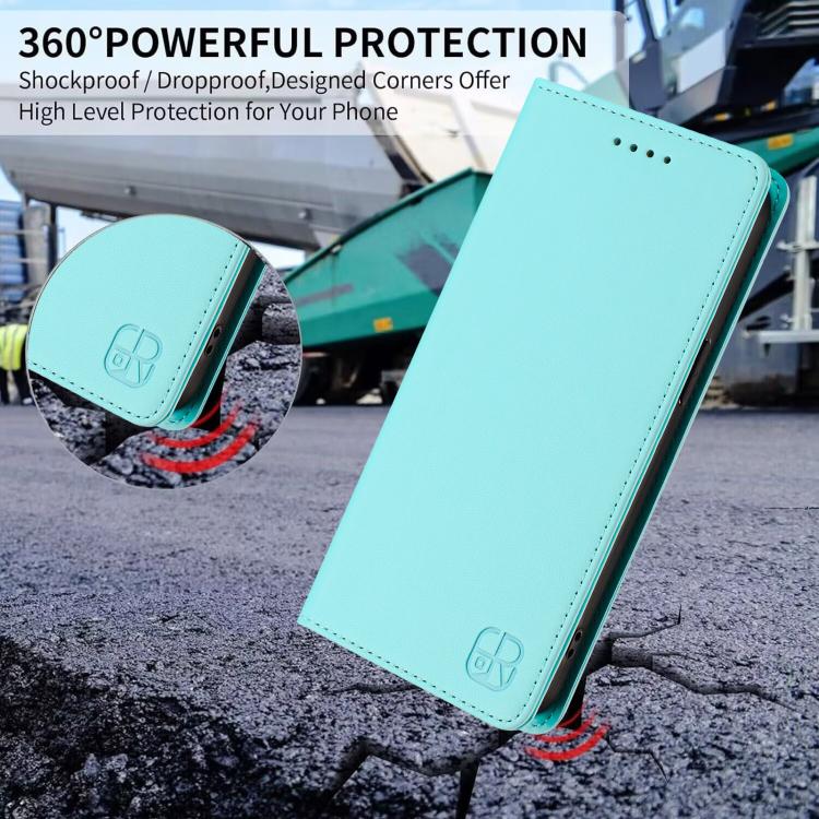 For Google Pixel 10 / 10 Pro 5G Global RC01 Dual-Folded Magnetic Suction RFID Leather Phone Case(Mint Green) - Google Cases by buy2fix | Online Shopping UK | buy2fix